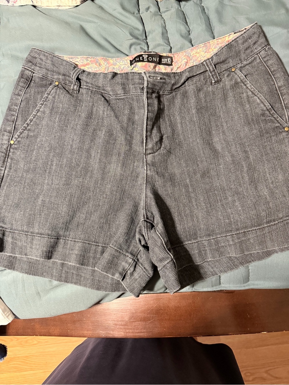 ONE WORLD Women's blue Gray Denim-Style Shorts